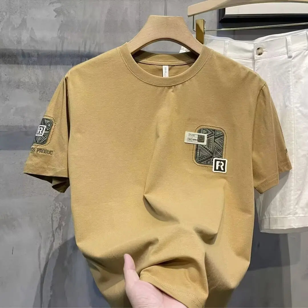Summer Trendy Brand Men's Short-sleeved T-shirt Men's New Fashion Slim-fit Printed Top Clothes Half-sleeved T-shirt