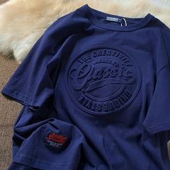 Bump Stereo Short-sleeved Round Neck  Men's T-shirt American-style Oversize New 3D Printed Stereo Alphabet T-shirt