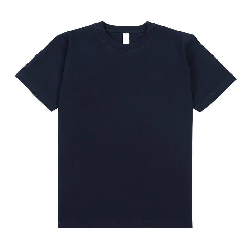 Summer Fashion Solid Color Cotton T-shirt Men's Trendy Crew Neck Short-Sleeve Top