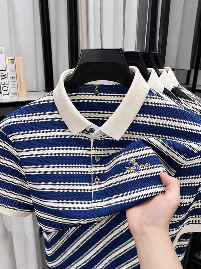 Summer New Men's Short-sleeved T-shirt Fashion Brand Hip-hop turndown Base Shirt Top for Men