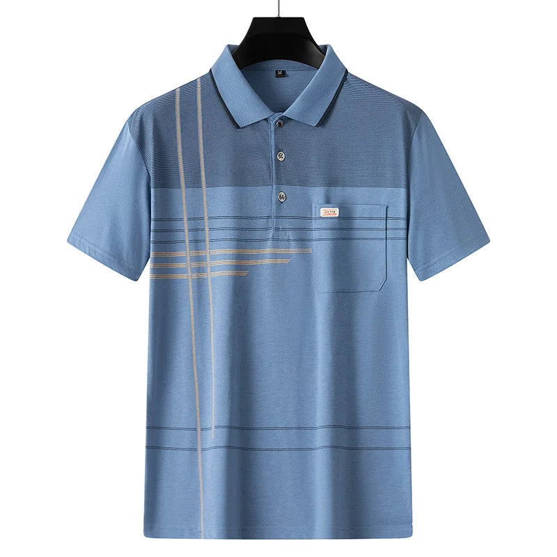 New Plus Size Men's Casual Fashion Printed Polo Shirt - Short Sleeve Lapel T-Shirt