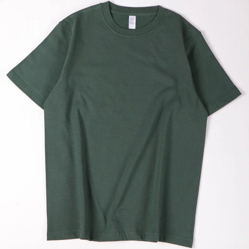 Summer Fashion Solid Color Cotton T-shirt Men's Trendy Crew Neck Short-Sleeve Top