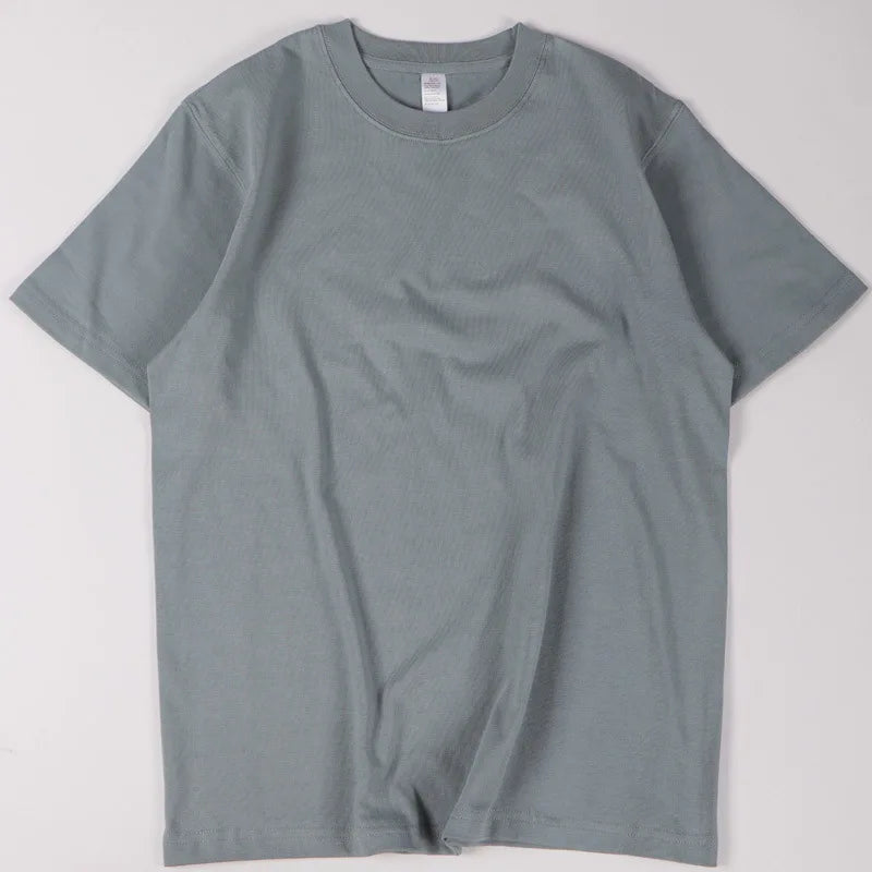 Summer Fashion Solid Color Cotton T-shirt Men's Trendy Crew Neck Short-Sleeve Top