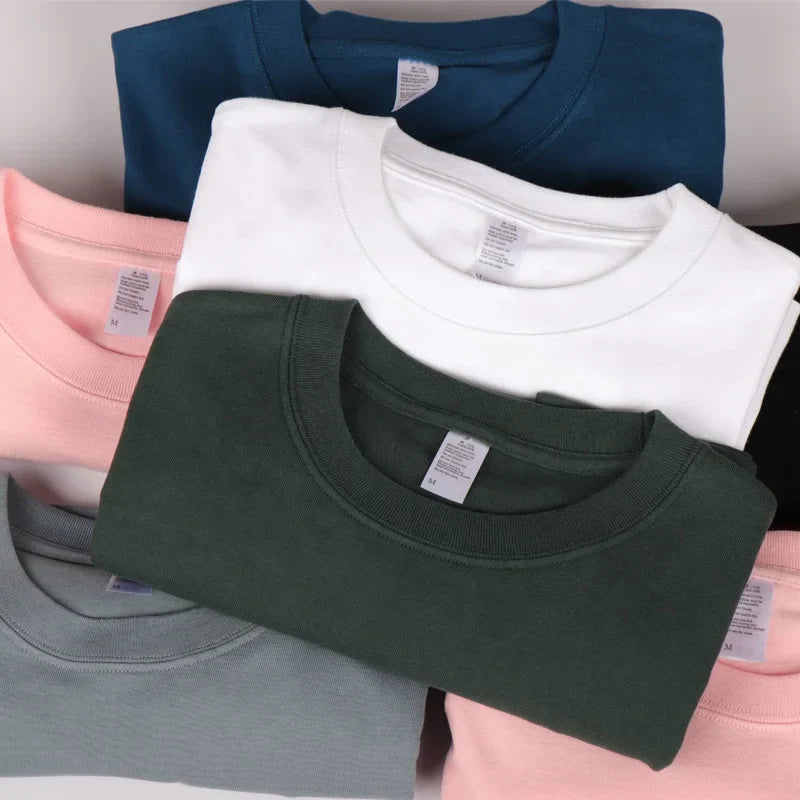 Summer Fashion Solid Color Cotton T-shirt Men's Trendy Crew Neck Short-Sleeve Top