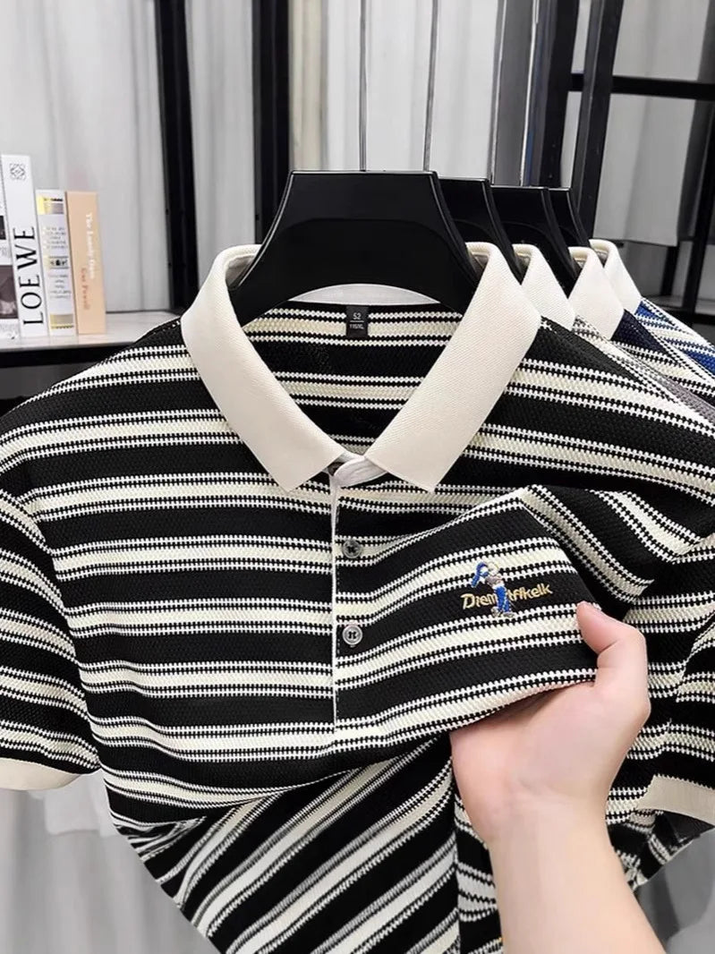 Summer New Men's Short-sleeved T-shirt Fashion Brand Hip-hop turndown Base Shirt Top for Men