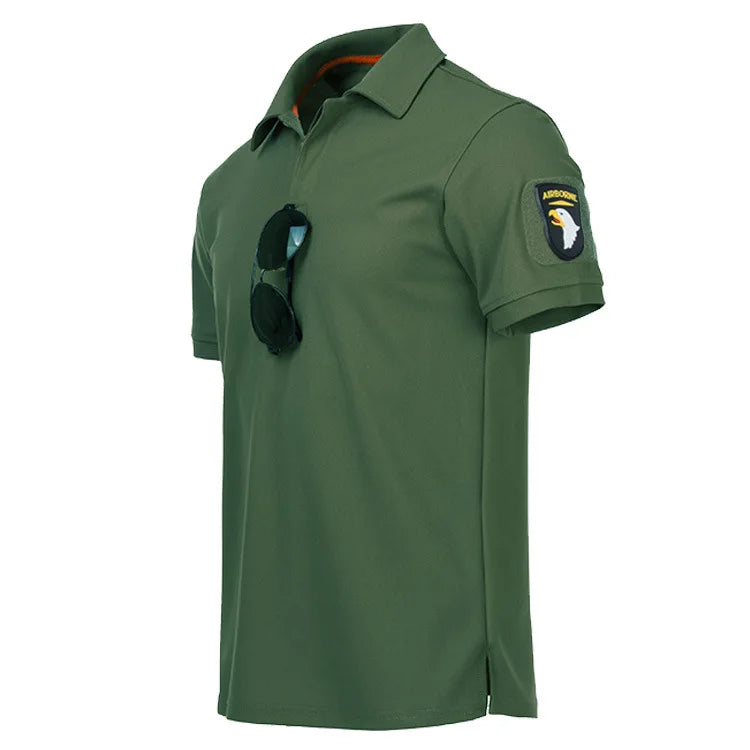 Men's Breathable Quick Dry Mercerized Short Sleeve Polo Shirt Tactical Shirt Hiking Hunting Training Stretchy Loose Polo Shirt