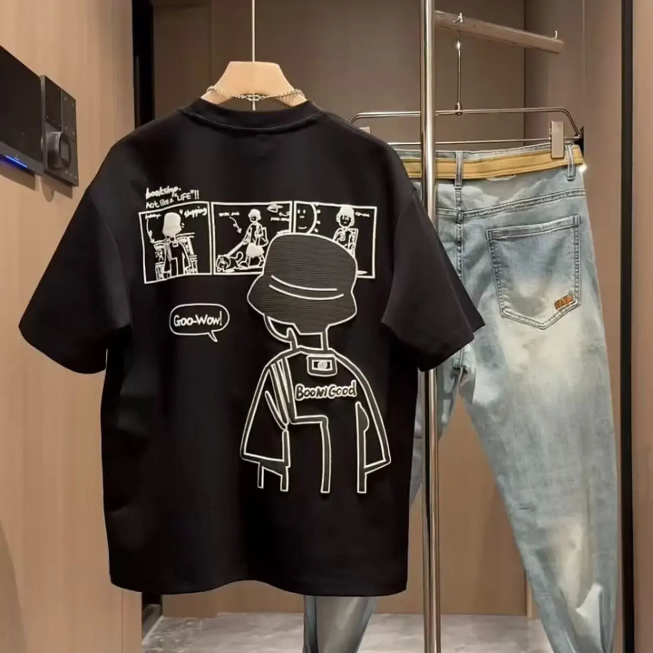 Cotton Fashion Brand Short-sleeved Men's Top for Summer Printed Trendy Men's T-shirt All-match Round Neck T-shirt for Men