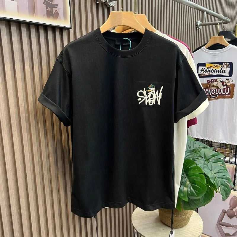 American Graffiti Printing Short-sleeved T-shirt Men's Summer Men's Casual Loose Half-sleeved Top
