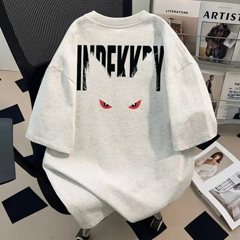 New American Style Trendy Brand Letter Printed Short-sleeved Men's T-shirt Summer Cotton Loose Casual Top for Men