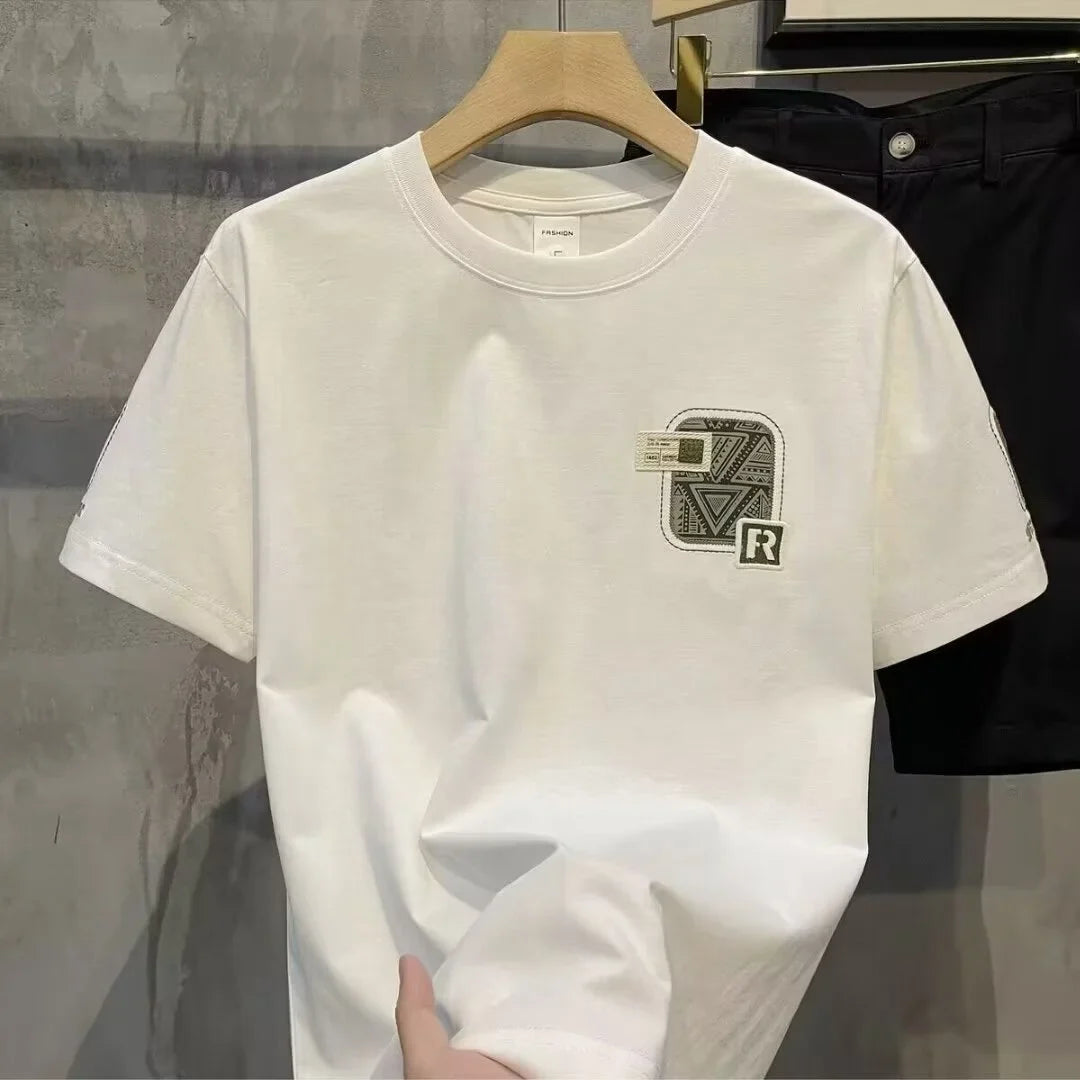 Summer Trendy Brand Men's Short-sleeved T-shirt Men's New Fashion Slim-fit Printed Top Clothes Half-sleeved T-shirt
