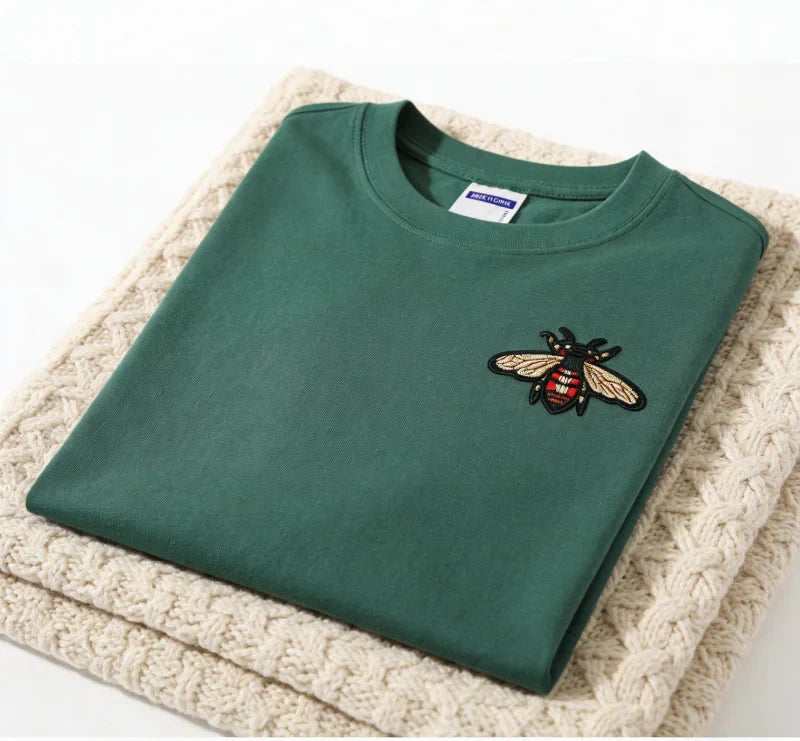 Cotton Embroidery Insect Short-sleeved T-shirt Distinctive Trendy Cotton T-shirt for Boys