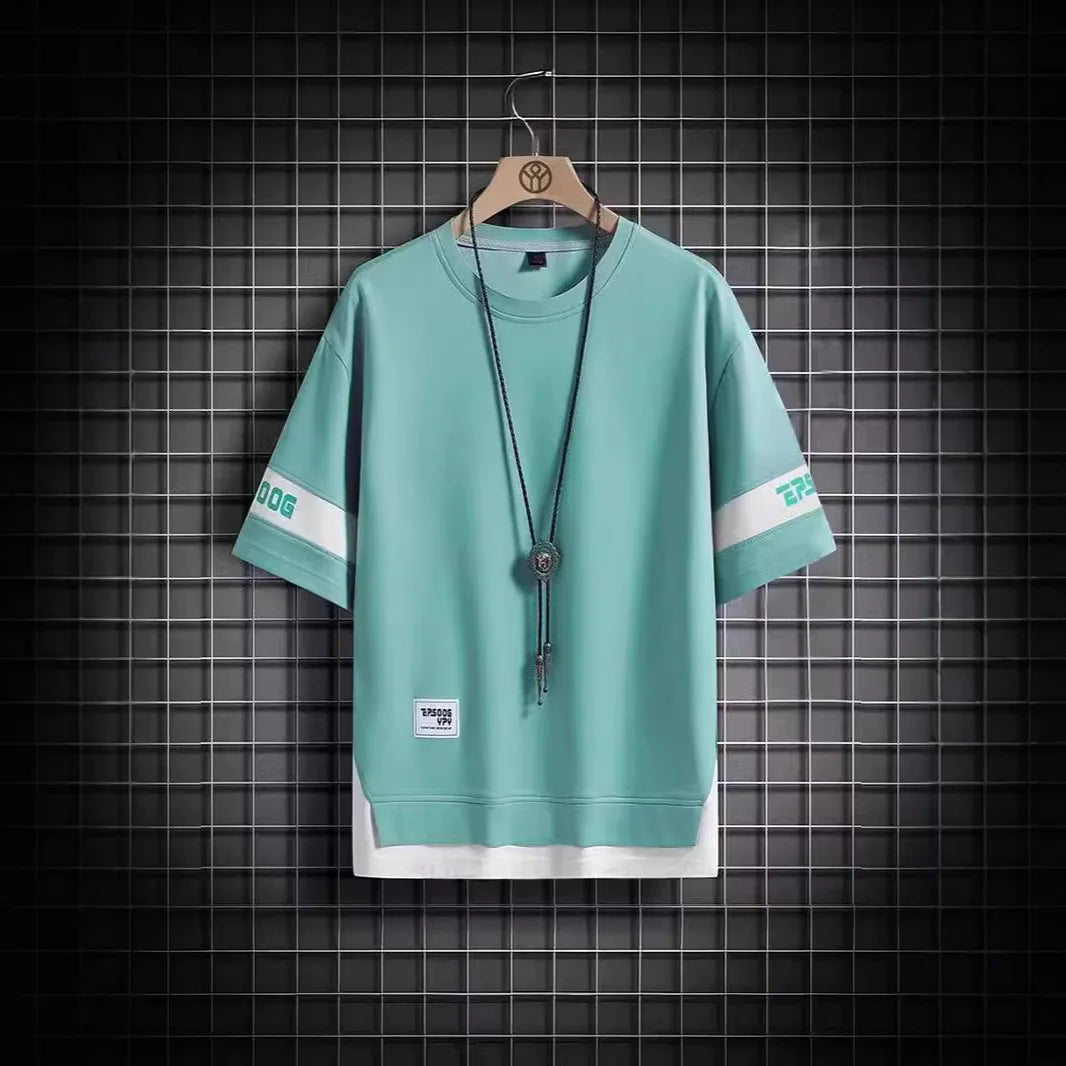 New Short-sleeved T-shirt Men's Summer Thin Top Hong Kong-style Fashionable Ins Casual Half-sleeved Shirt