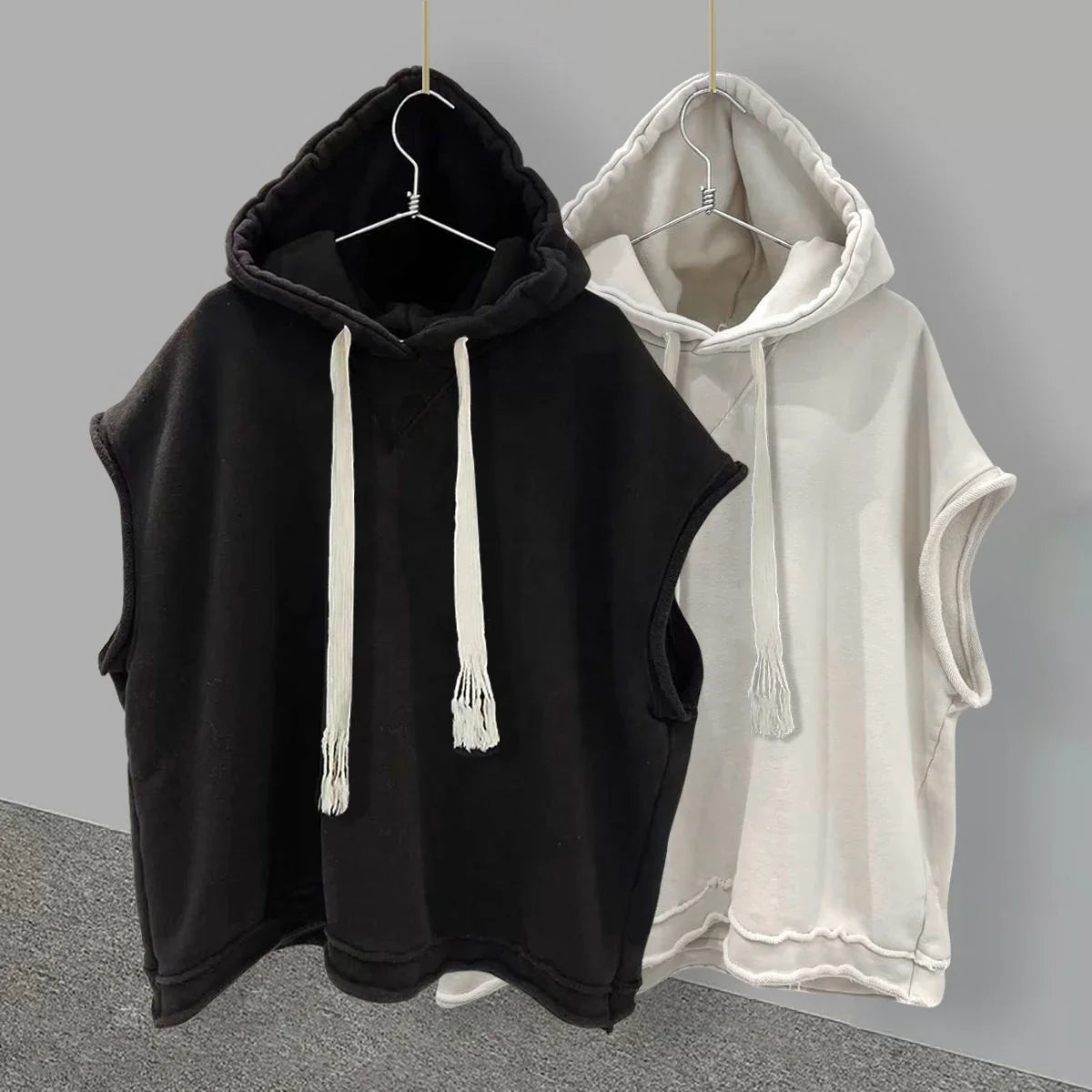 Solid Color New Men's Tank Tops Vest Sleeveless Tees for Male Hooded Man Vests Tops Hip Hop Men Tank Top