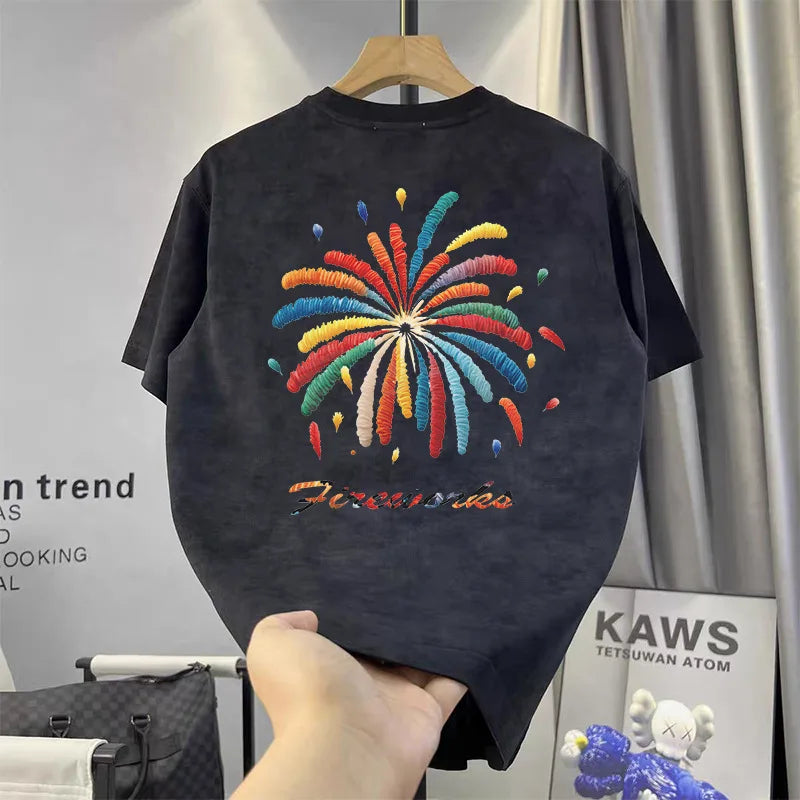 New Tie-Dye Old Style Trendy Short-Sleeved T-Shirt Men's European Style Slim-Fit Trendy Brand Summer Men's T-Shirt