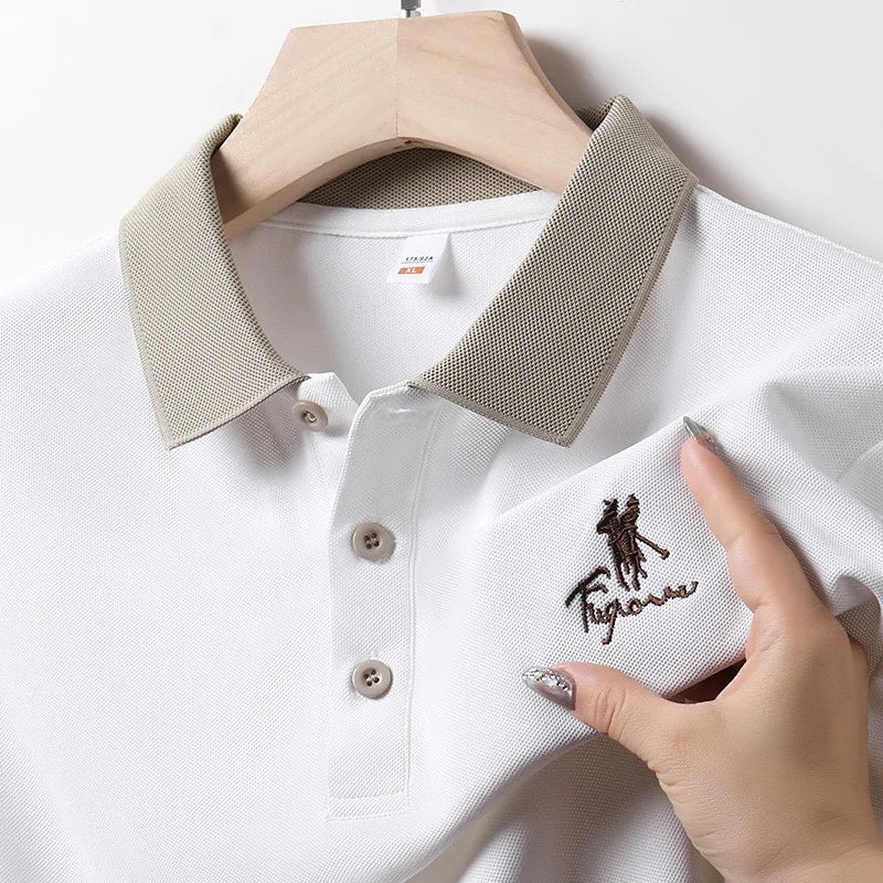 Summer Trending Breathable Short-Sleeved Lapel T-Shirt Men Casual Style Polo Shirts