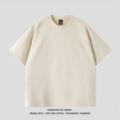 Suede Heavy Short Sleeve Men's Summer New Arrival American Style Retro Large Size Men's T-Shirt Suede Loose T-Shirt