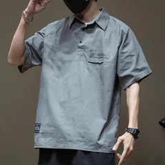 Summer Overalls Shirt Men's Polo Shirt Loose Large Size Men's Shirt Autumn Short-sleeved T-shirt Casual Top