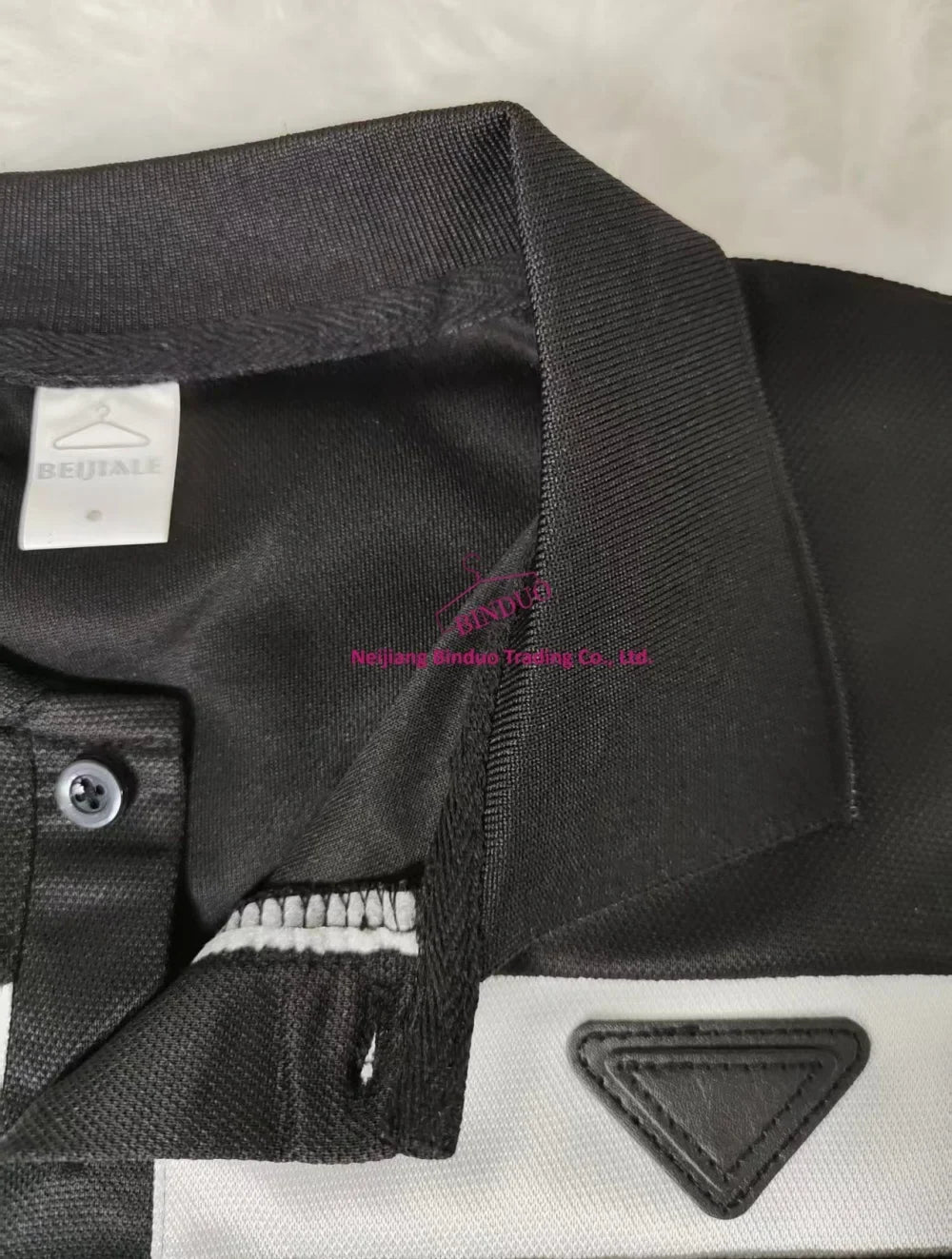 Black & White Striped Collar Polo Shirt - Luxury Men's Short Sleeve Trendy Brand Fashion Versatile Top