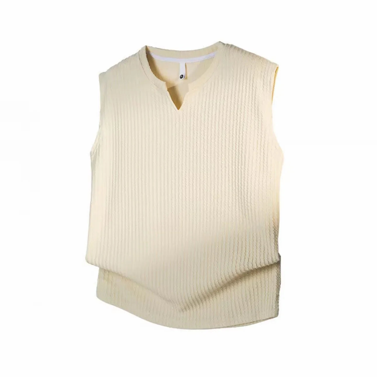 Textured V-neck Vest, Men's Summer New Quick-drying Sport Waistcoat, Wide-shoulder Sleeveless T-shirt