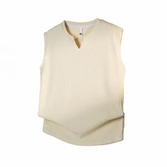 Textured V-neck Vest, Men's Summer New Quick-drying Sport Waistcoat, Wide-shoulder Sleeveless T-shirt