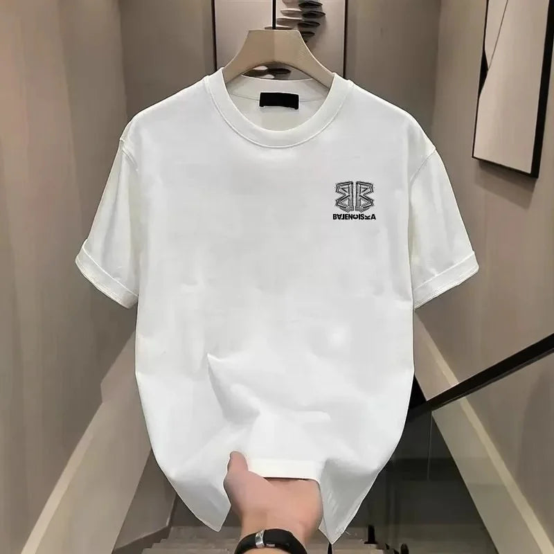 Unisex Casual Short-Sleeve Cotton T-Shirt - Summer Trendy Brand Printed Design Loose Fit & Versatile Crew Neck Stylish Top