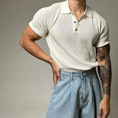 Summer new short-sleeved sweater men's honeycomb hollow POLO shirt shirt collar business T-shirt