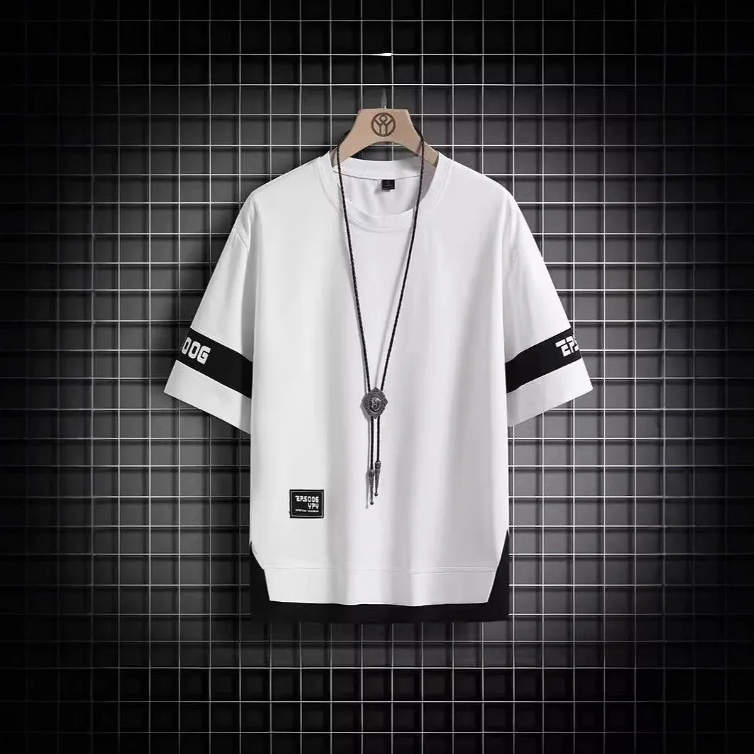 New Short-sleeved T-shirt Men's Summer Thin Top Hong Kong-style Fashionable Ins Casual Half-sleeved Shirt