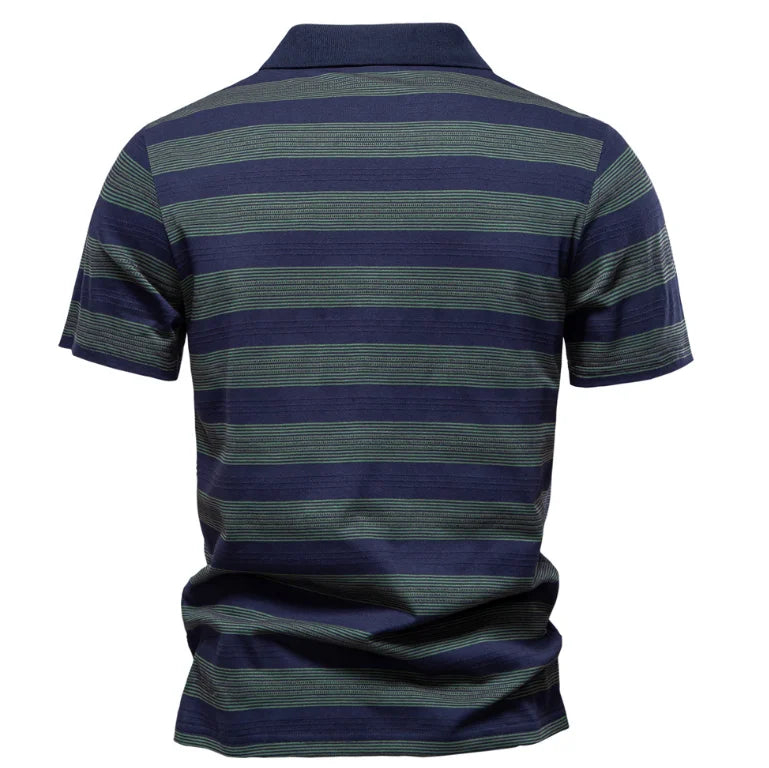 Spring and Summer New Striped Lapel Men's POLO Shirt Fashion Casual Short Sleeve Cotton Polo Men