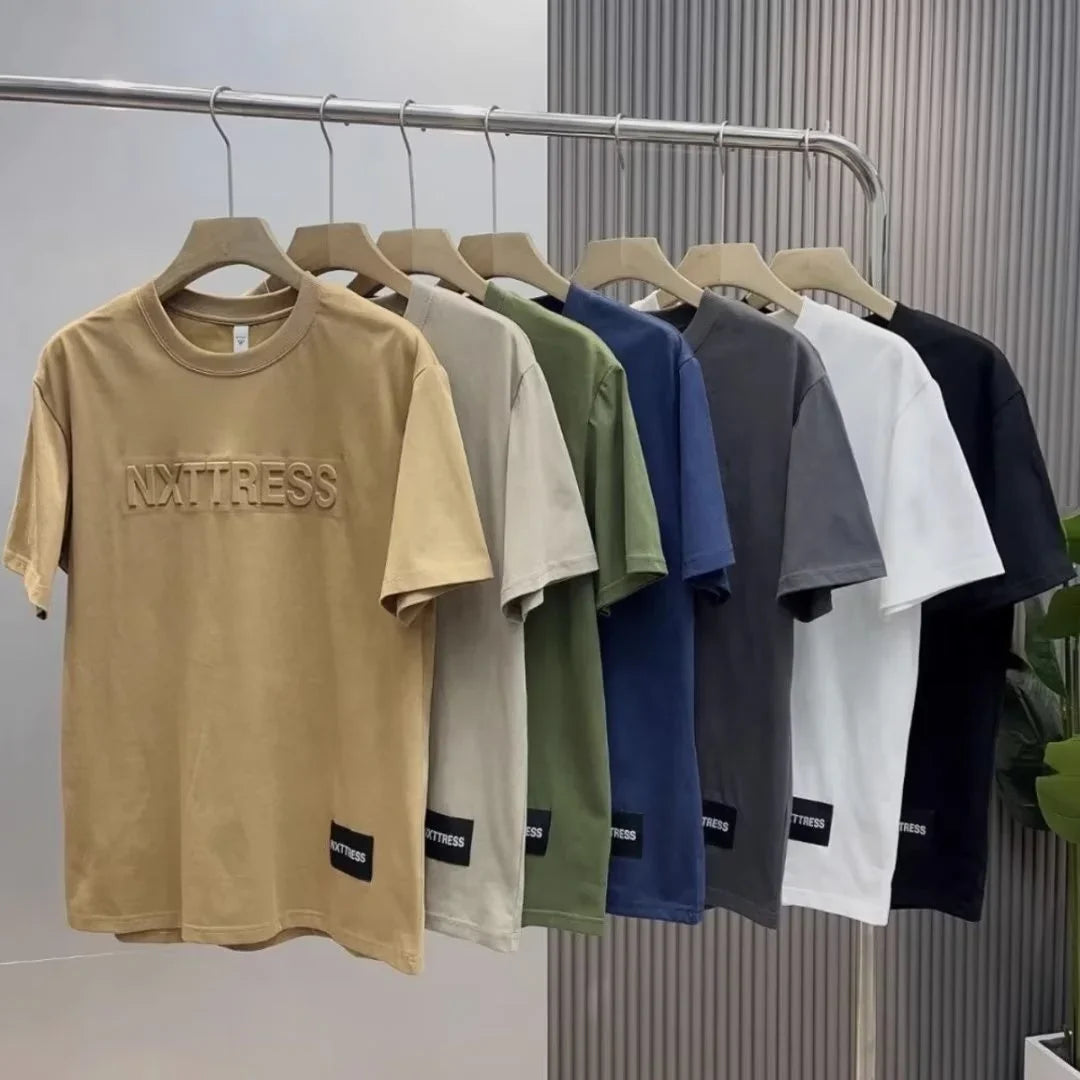 Summer Loose Hong Kong Style Short-sleeved Men's T-shirt Trendy Half-sleeved Top Korean Style  All-match Men's T-shirt