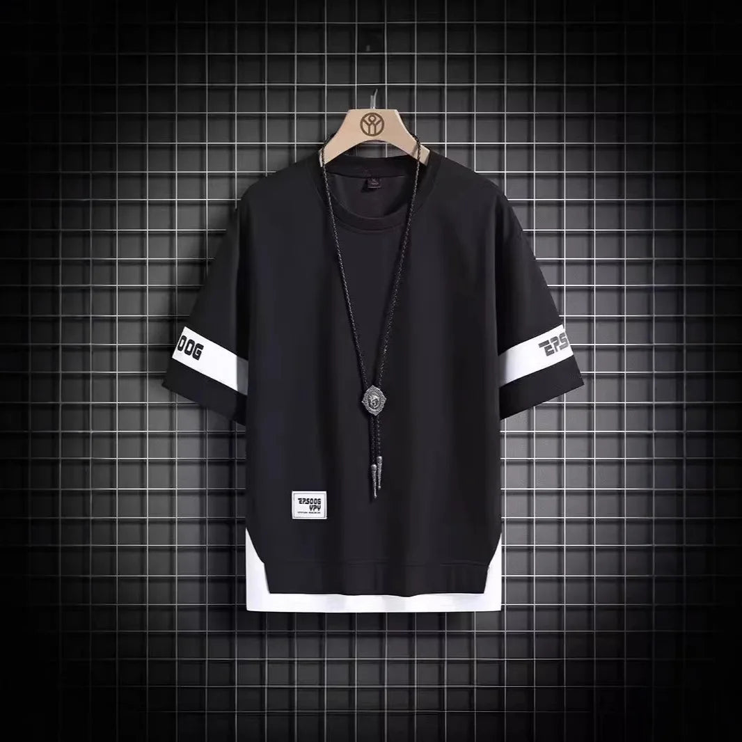 New Short-sleeved T-shirt Men's Summer Thin Top Hong Kong-style Fashionable Ins Casual Half-sleeved Shirt