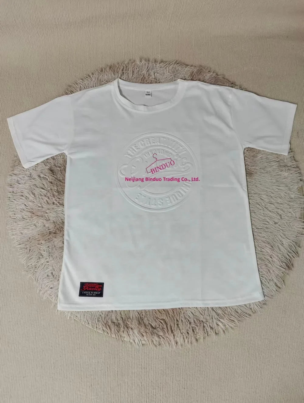 Bump Stereo Short-sleeved Round Neck  Men's T-shirt American-style Oversize New 3D Printed Stereo Alphabet T-shirt