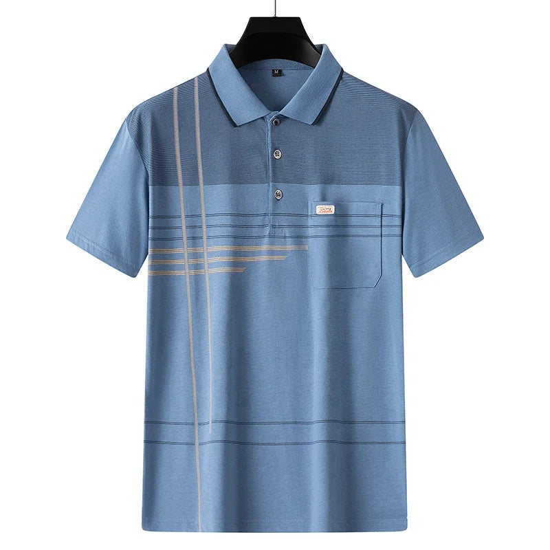 New Plus Size Men's Casual Fashion Printed Polo Shirt - Short Sleeve Lapel T-Shirt