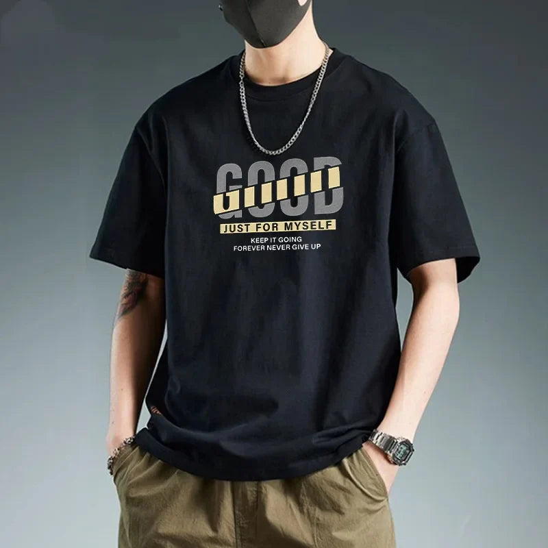 Cotton Men's Short-sleeved T-shirt Summer American Style Loose Trendy Men's Top