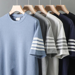 Waffles Short Sleeve T-shirt Men's Loose Top Men's Solid Color Men's Shirt Comfortable Classic Short Sleeve T-shirt