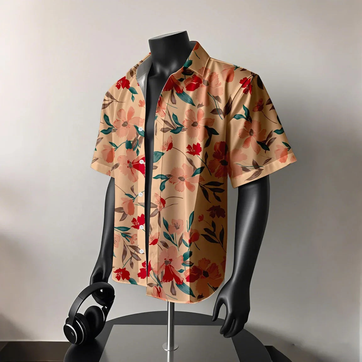 Men's Hawaiian Floral Short-Sleeve Shirt - Summer American Retro Ideal for Thai Getaways Beach Outfits & Coastal Styles