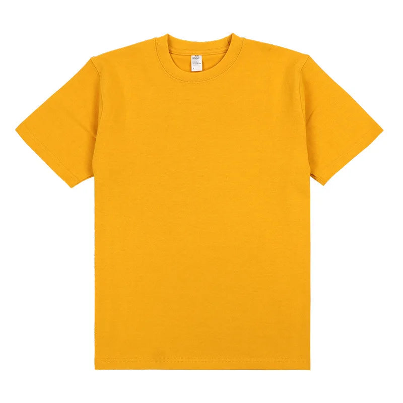 Summer Fashion Solid Color Cotton T-shirt Men's Trendy Crew Neck Short-Sleeve Top
