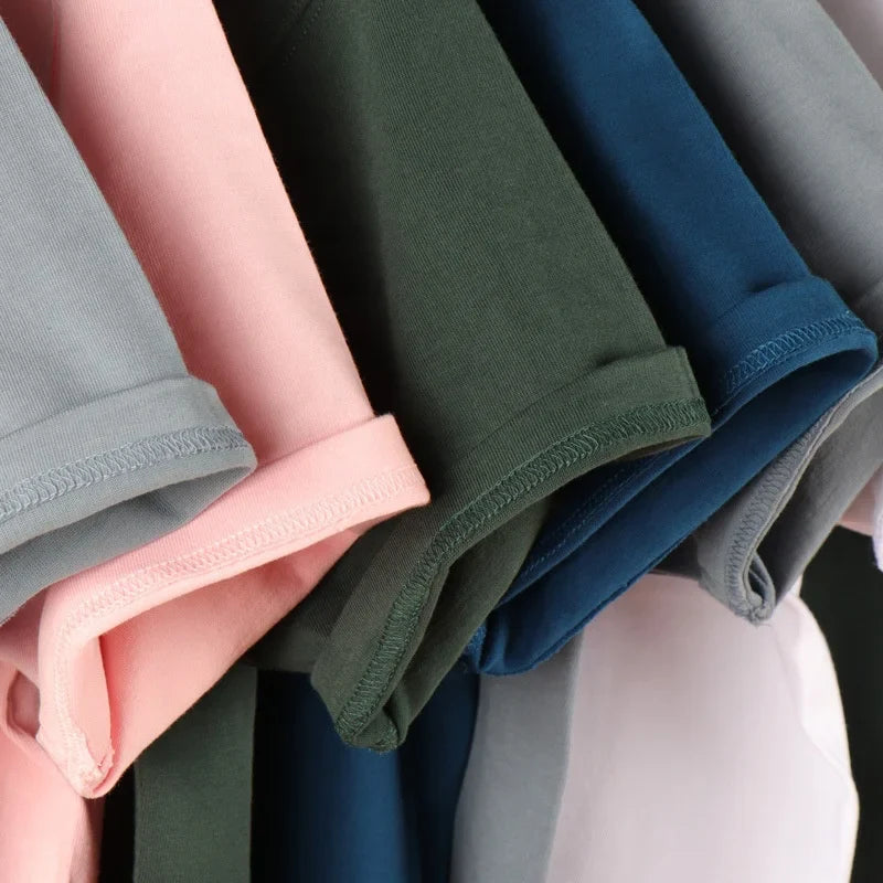 Summer Fashion Solid Color Cotton T-shirt Men's Trendy Crew Neck Short-Sleeve Top
