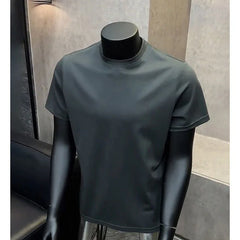Summer New Men's Sorona Fabric T-shirt Cool Touch Antibacterial Quick Dry Regular Shoulder Short Sleeve Tee