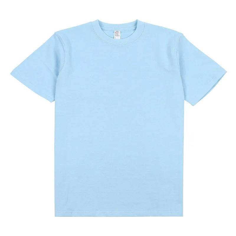 Summer Fashion Solid Color Cotton T-shirt Men's Trendy Crew Neck Short-Sleeve Top