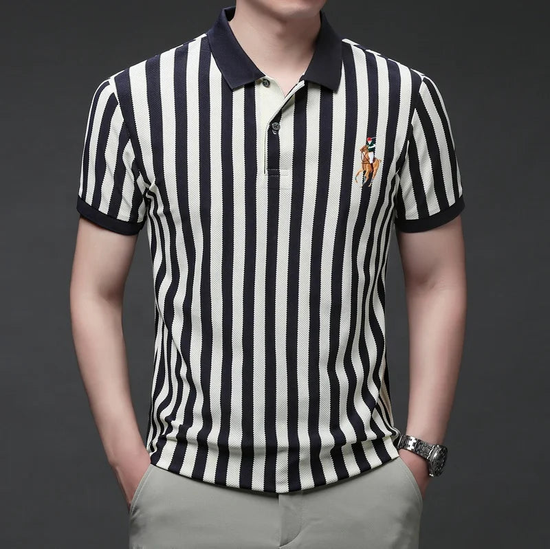 Summer New Men's High Quality Embroidered Polo Shirt Loose Fit Short Sleeve Casual Top