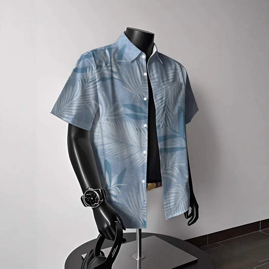 Men's Hawaiian Floral Short-Sleeve Shirt - Summer American Retro Ideal for Thai Getaways Beach Outfits & Coastal Styles