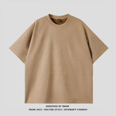 Suede Heavy Short Sleeve Men's Summer New Arrival American Style Retro Large Size Men's T-Shirt Suede Loose T-Shirt
