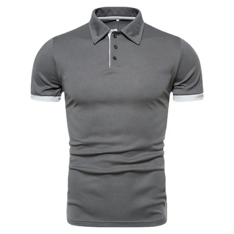 Spring Summer New Men's Solid Short Sleeve Polo Shirt Stylish Business Casual Lapel Top
