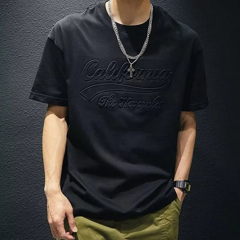 Three-dimensional Printing Short Sleeve T-shirt Men's Summer Loose Fashion Ice Silk Thin Breathable Casual T-shirt Men