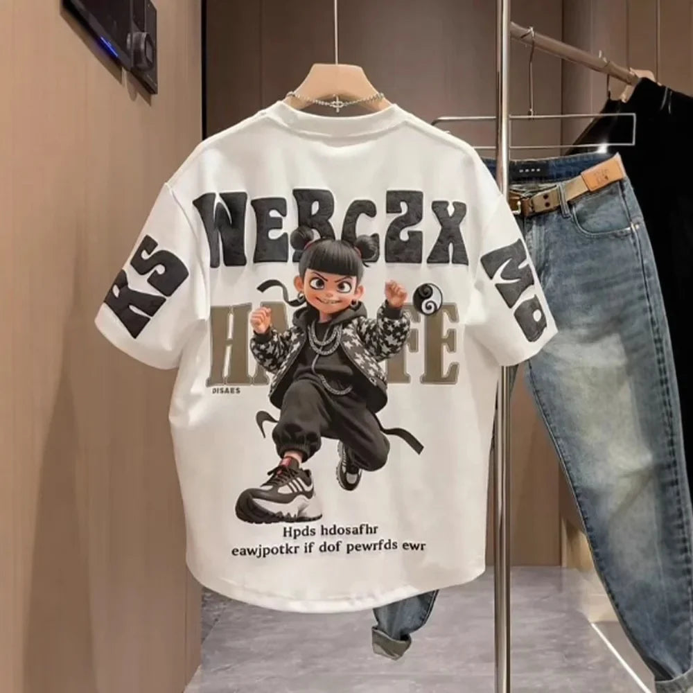 New Summer Printed Loose Casual Half-sleeved T-shirt Men's Fashionable All-match Trendy Short-sleeved Top