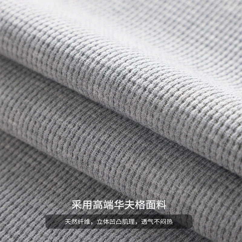 Waffles Short Sleeve T-shirt Men's Loose Top Men's Solid Color Men's Shirt Comfortable Classic Short Sleeve T-shirt