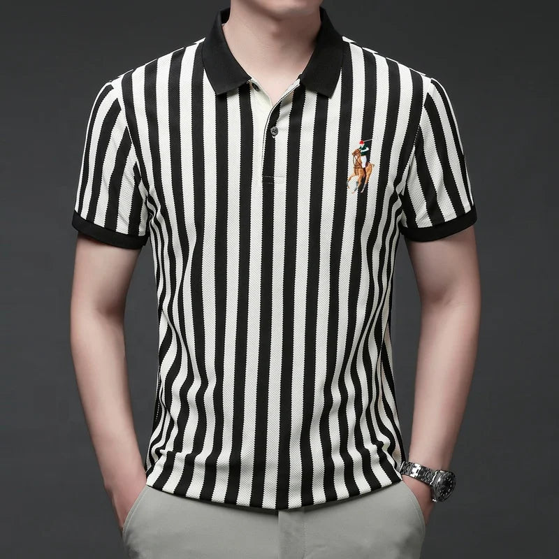Summer New Men's High Quality Embroidered Polo Shirt Loose Fit Short Sleeve Casual Top