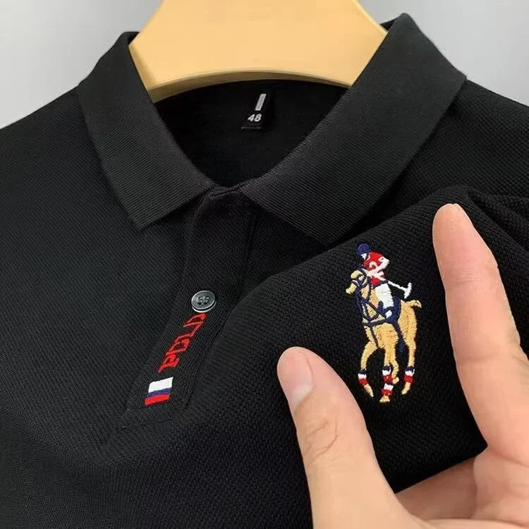 Summer Men's Short Sleeve T-shirt Embroidery Casual Turndown POLO Shirt Young and Middle-aged Men's Plus Size T-shirts