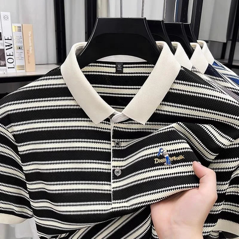 Summer New Men's Short-sleeved T-shirt Fashion Brand Hip-hop turndown Base Shirt Top for Men