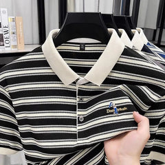 Summer New Men's Short-sleeved T-shirt Fashion Brand Hip-hop turndown Base Shirt Top for Men